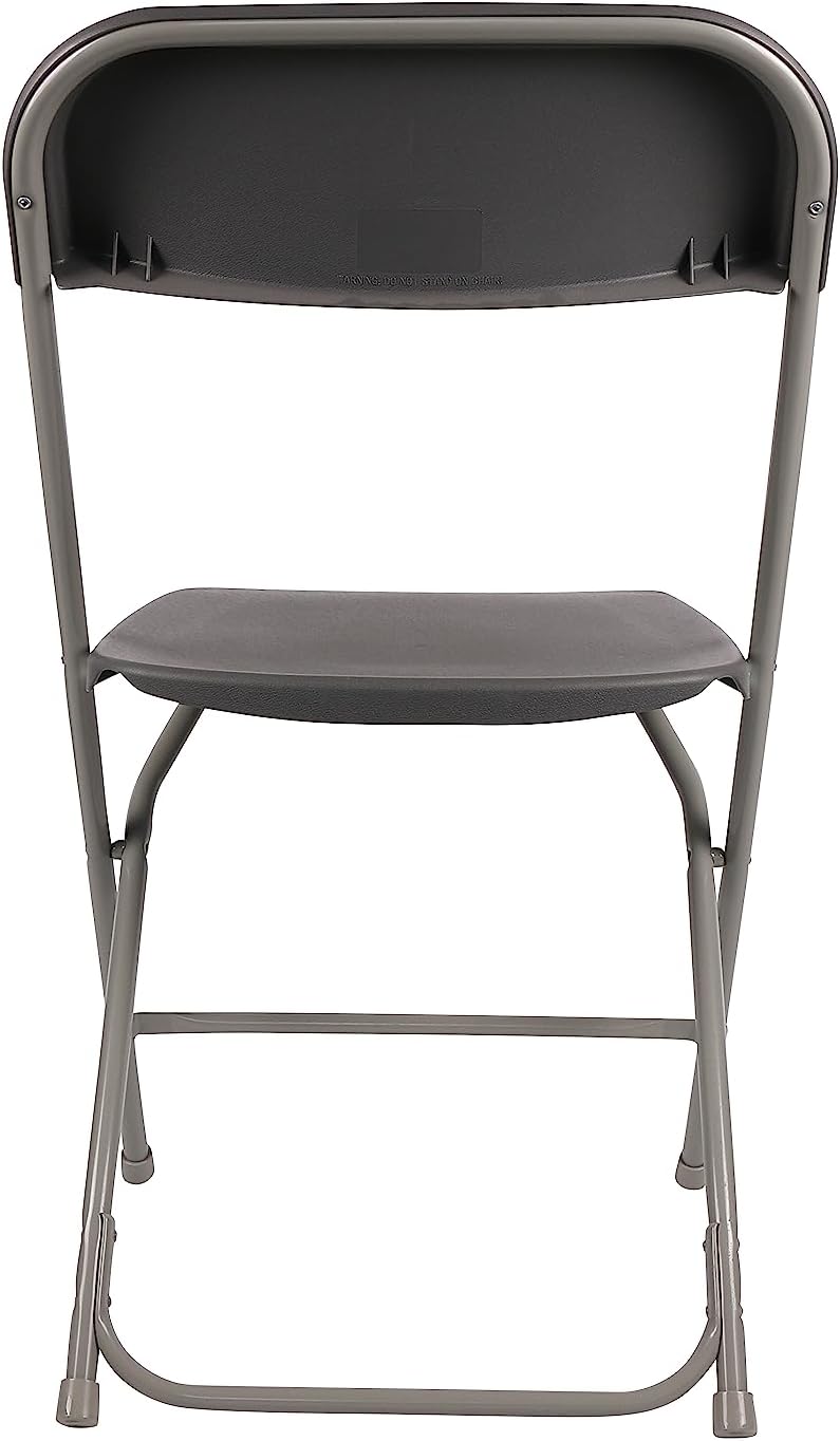 BTExpert Gray Plastic Folding Chair Steel Frame Commercial High Capacity Event Chair lightweight Set for Office Wedding Party Picnic Kitchen Dining Church School